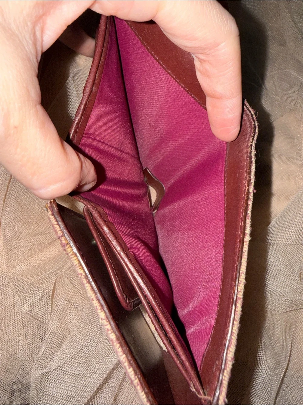 Vintage Christian Dior Burgundy Fold Wallet
